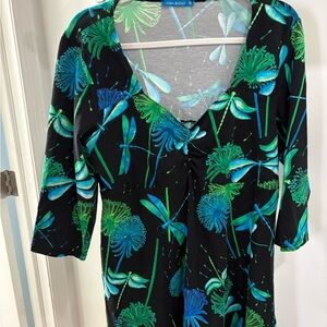 Lien and Giel Floral V-Neck Dress with 3/4 Sleeves